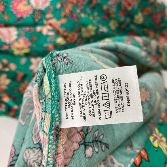 New LOFT size 6 Green Colorful Floral Feminine Belted Romantic Midi Dress - Picture 9 of 12